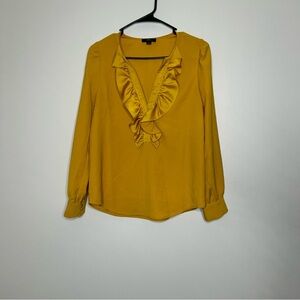J. Crew Yellow Ruffled Long Sleeve Blouse